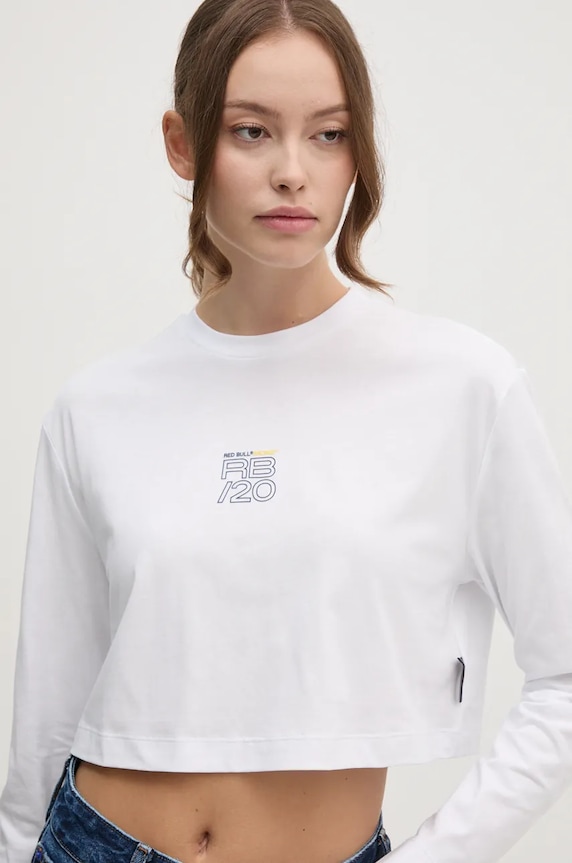 Red Bull Racing x Pepe Jeans longsleeve bawełniany biały RL500001