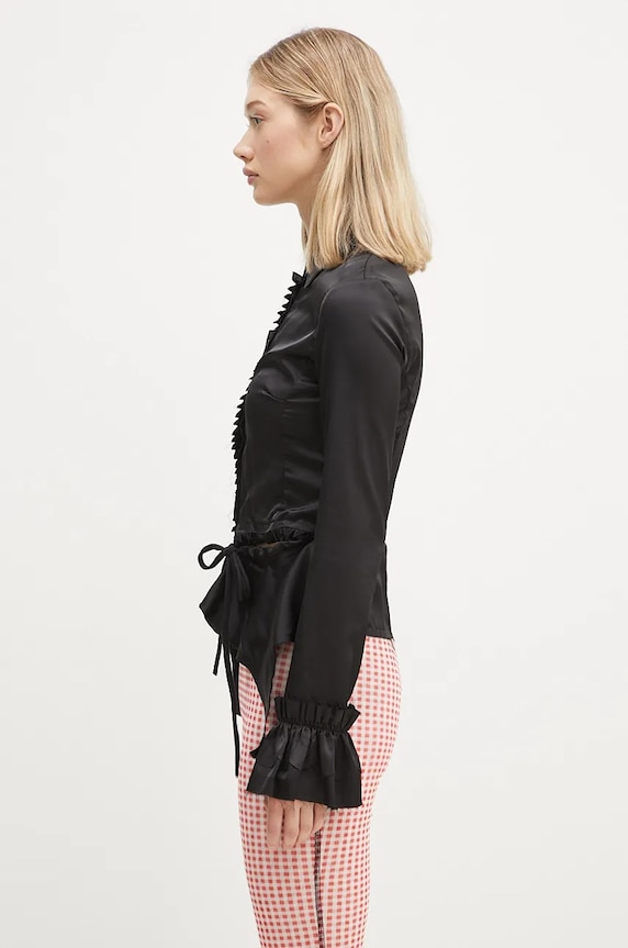 Košile Ottolinger Rouched Longsleeve Blouse 1110105921 černá AW24