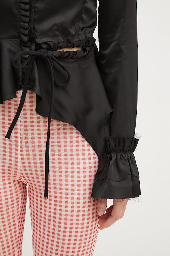 Košile Ottolinger Rouched Longsleeve Blouse černá 1110105921