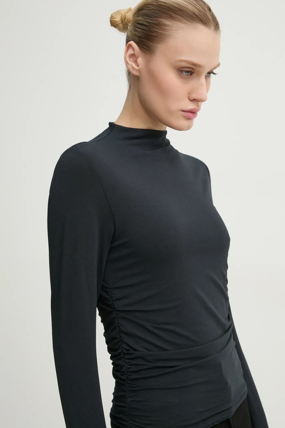 Abercrombie & Fitch longsleeve z elastanem czarny KI139.4795.900