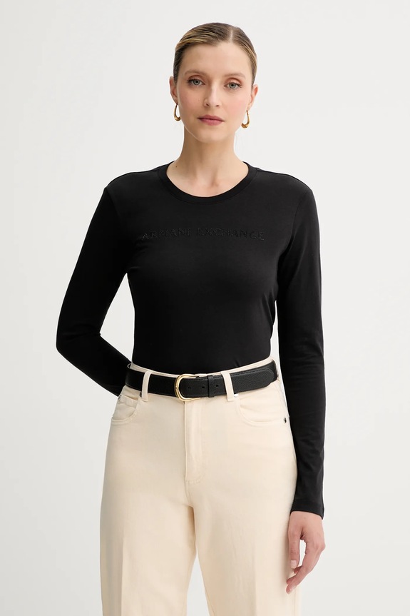 Armani Exchange longsleeve bawełniany regular czarny 6DYT38.YJDGZ