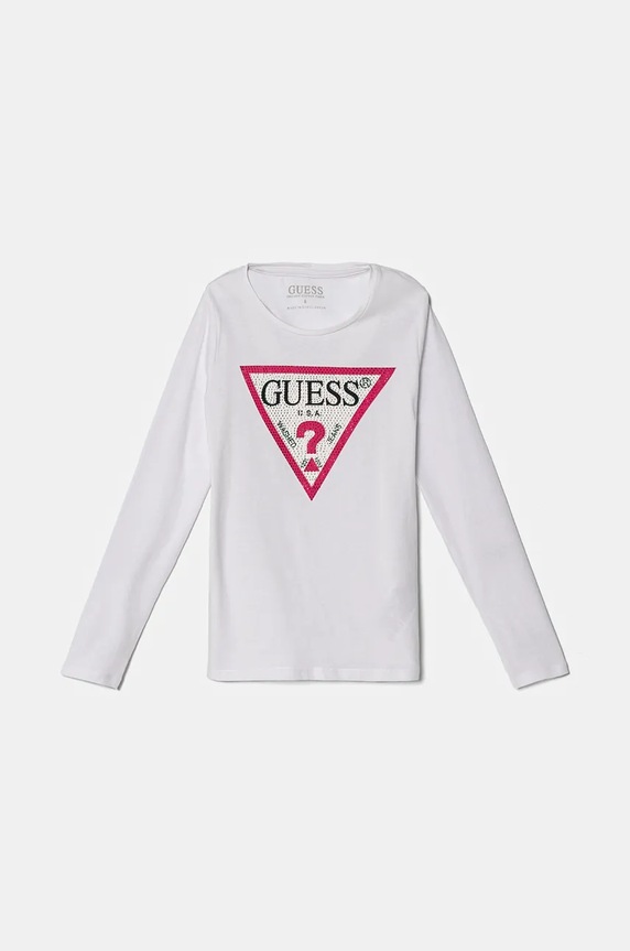 Dětské tričko s dlouhým rukávem Guess s elastanem bílá J2YI50.K6YW1.9BYH