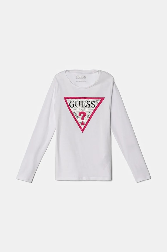 Dětské tričko s dlouhým rukávem Guess s elastanem bílá J2YI50.K6YW1.9BYH