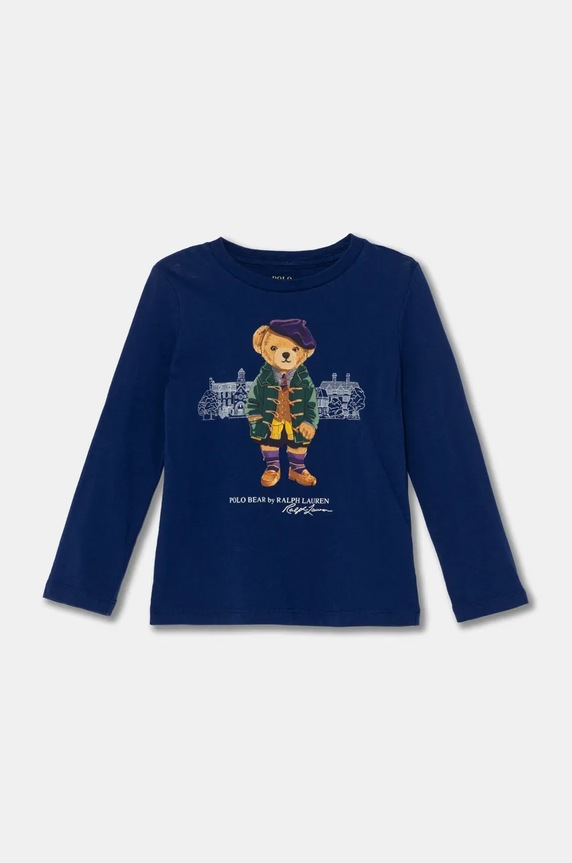 Детска блуза с дълги ръкави Polo Ralph Lauren памук син 312951081001
