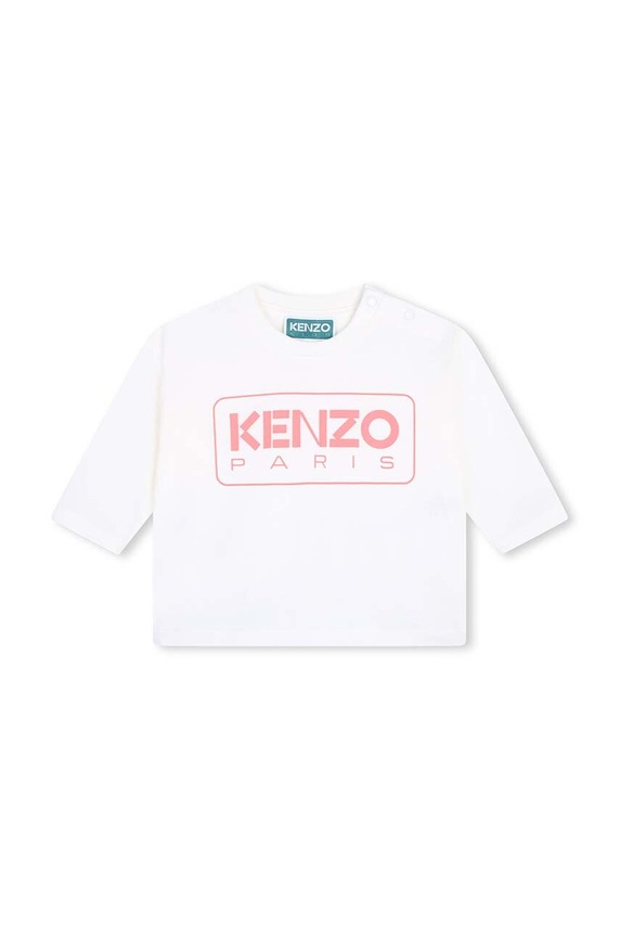 Dětské bavlněné tričko s dlouhým rukávem Kenzo Kids kulatý béžová K60489.71.81