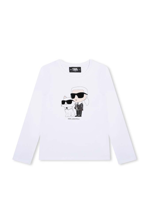 Karl Lagerfeld longsleeve dziecięcy z elastanem biały Z30209.114.150