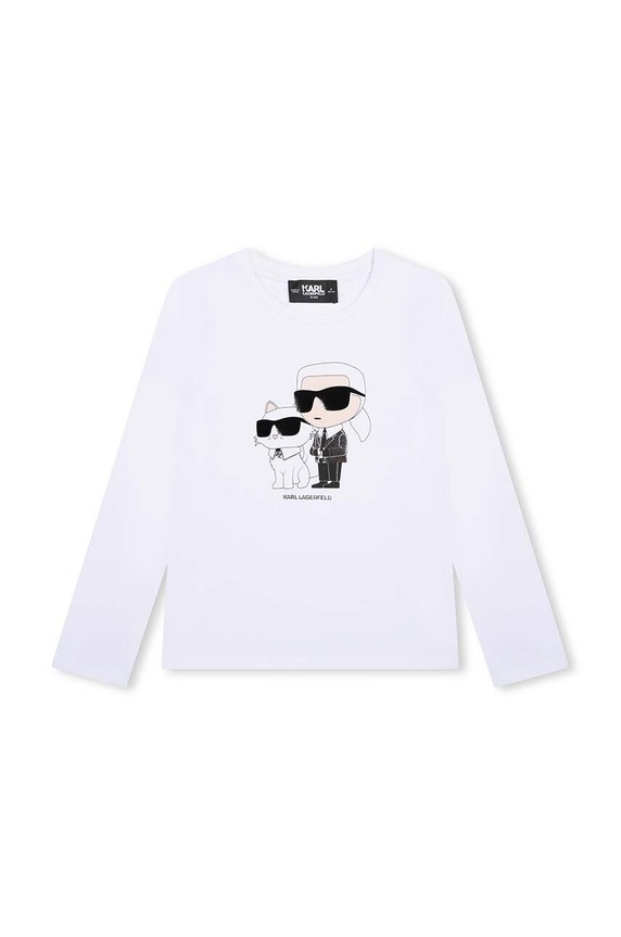 Detské tričko s dlhým rukávom Karl Lagerfeld Z30209.156.162 biela AW24