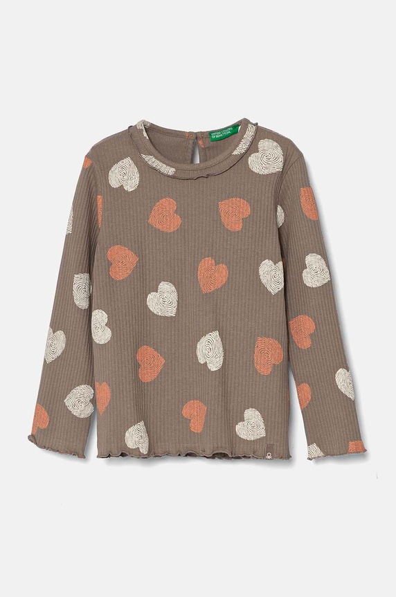 United Colors of Benetton longsleeve dziecięcy wzorzyste brązowy 36LKG10FF.P.Seasonal
