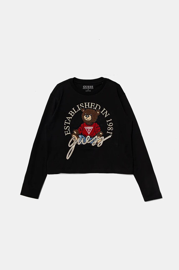 Guess gyerek pamut hosszú ujjú felső pamut fekete J4BI10.I3Z14.9BYH