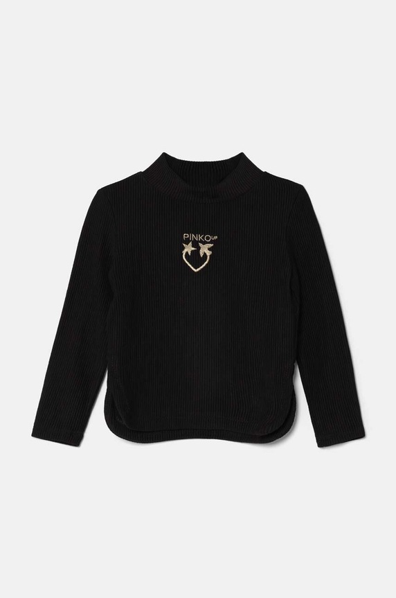 Pinko Up longsleeve dziecięcy aplikacja czarny F4PIBGTN148