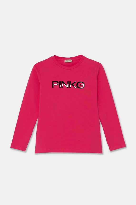 Pinko Up longsleeve din bumbac pentru copii print roz F4PIJGTH151