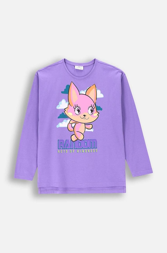 Coccodrillo longsleeve bawełniany dziecięcy nadruk fioletowy ZC4143110VGA