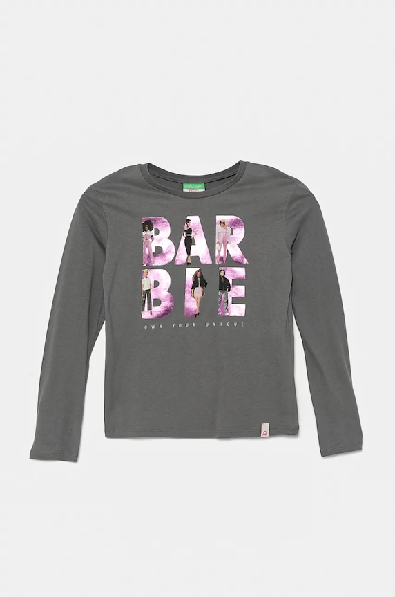 United Colors of Benetton longsleeve din bumbac pentru copii print gri 3ATNC10ML.G.Seasonal