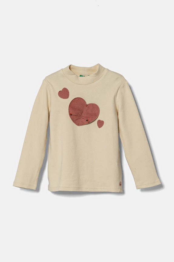 Хлопковый детский лонгслив United Colors of Benetton аппликация бежевый 3AOUG10H3.P.Seasonal