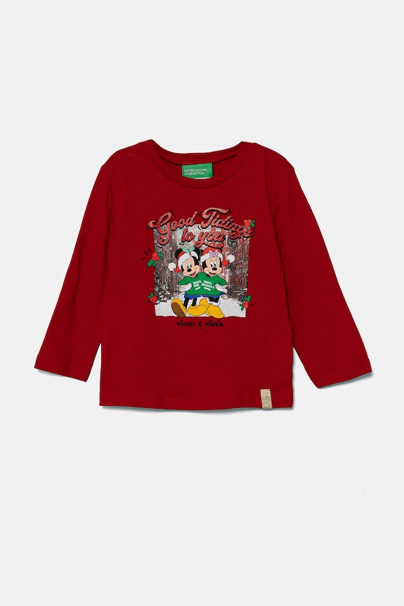 Detská bavlnená košeľa s dlhým rukávom United Colors of Benetton bavlna červená 3ATNG10GQ.P.Seasonal