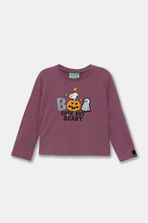 Dječja pamučna majica dugih rukava United Colors of Benetton pamuk ljubičasta 3VR5G10JA.P.Seasonal