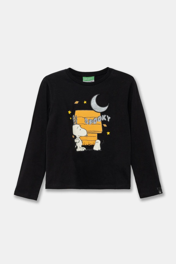 United Colors of Benetton gyerek pamut hosszú ujjú felső pamut fekete 3VR5G10JA.P.Seasonal