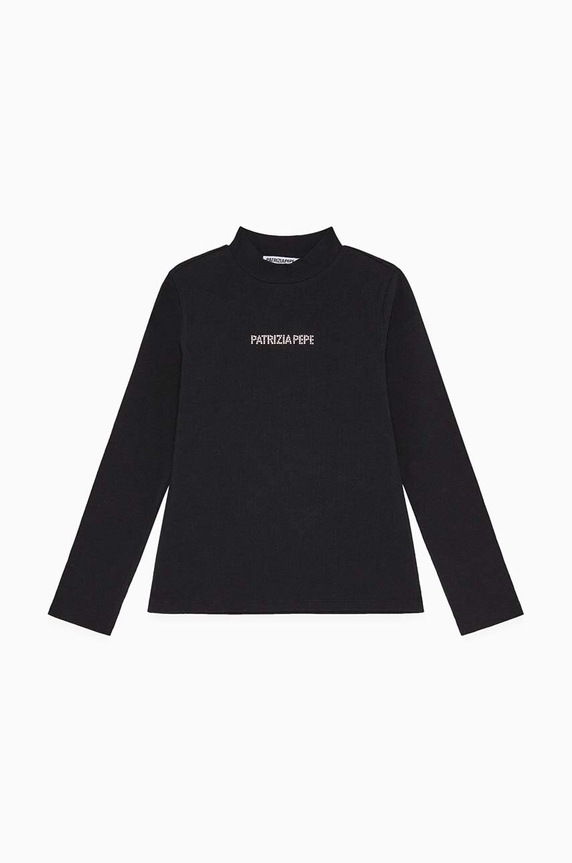 Patrizia Pepe longsleeve dziecięcy J061 aplikacja czarny 7M0748