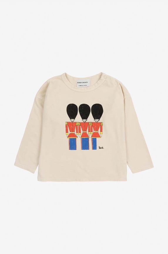 Bobo Choses baba pamut hosszú ujjú Little Tin Soldier 224AB020 bézs AW24