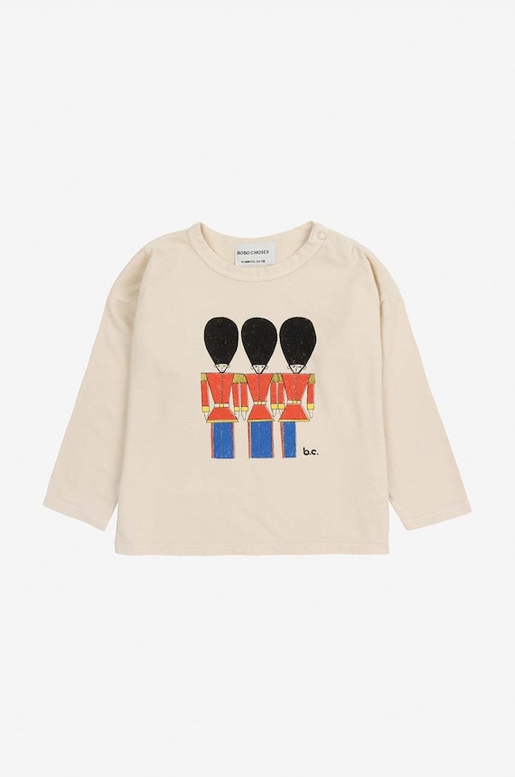 Bobo Choses baba pamut hosszú ujjú Little Tin Soldier 224AB020 bézs AW24