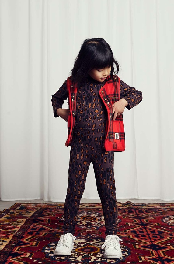 Dětské tričko s dlouhým rukávem Mini Rodini Leopard s elastanem hnědá 2472014116