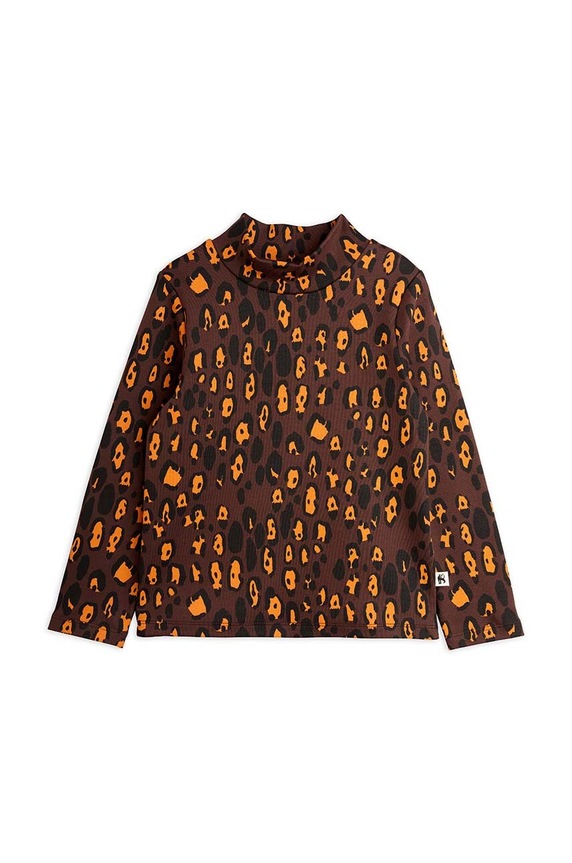 Dětské tričko s dlouhým rukávem Mini Rodini Leopard 2472014116 hnědá AW24