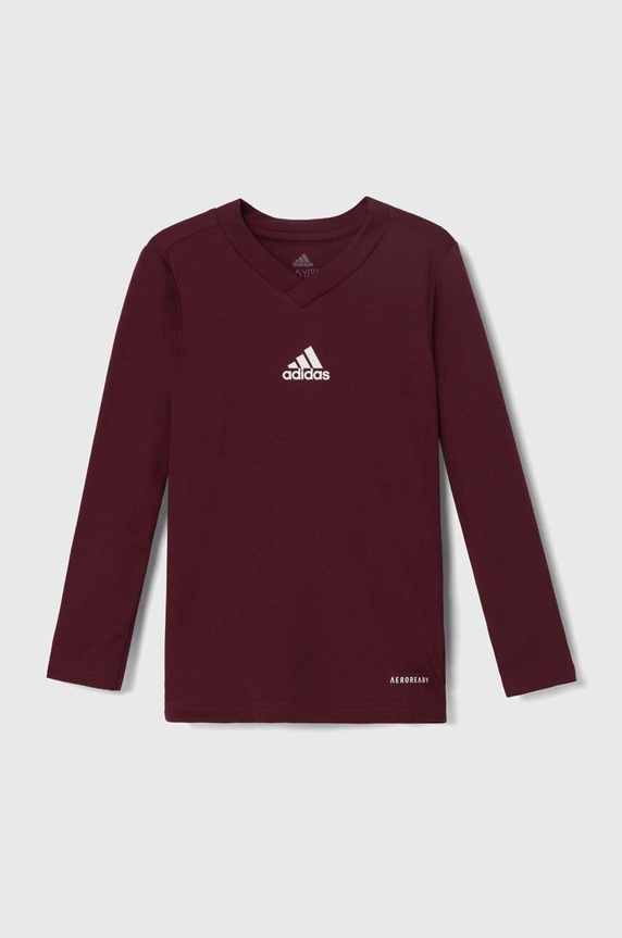 Dětské tričko s dlouhým rukávem adidas Performance TEAM BASE TEE Y V výstřih burgundské GN7510