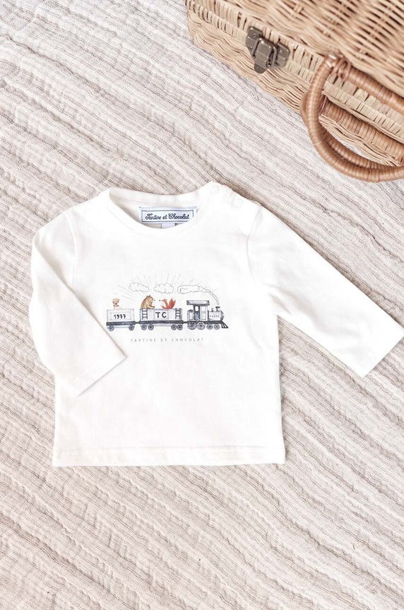 Pamučna majica dugih rukava za bebe Tartine et Chocolat print narančasta TZ10051.67.74