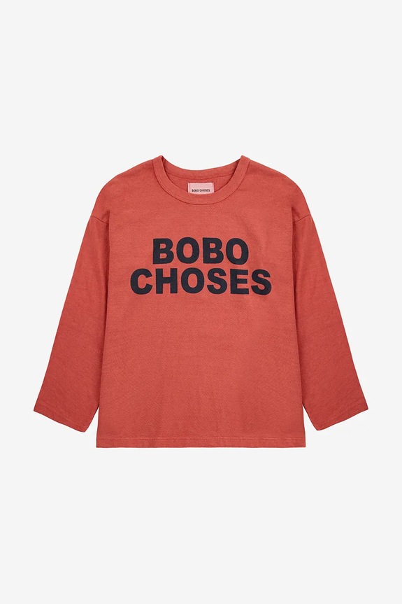 Bobo Choses longsleeve bawełniany dziecięcy 324EC010 pomarańczowy AW24