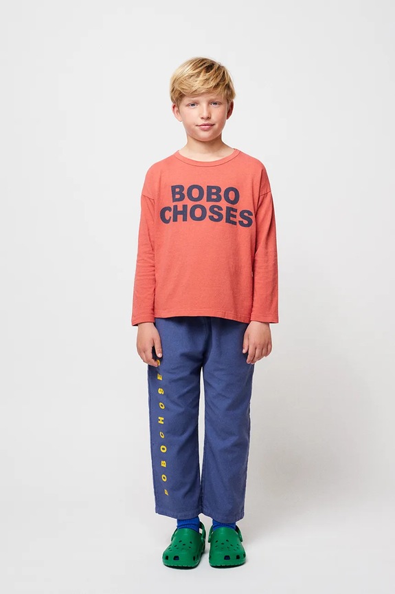 Bobo Choses longsleeve bawełniany dziecięcy pomarańczowy 324EC010
