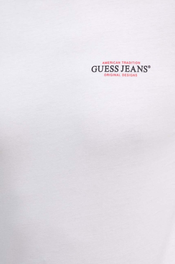 Bavlnené tričko s dlhým rukávom Guess Jeans M4YI54.K8HM0 biela