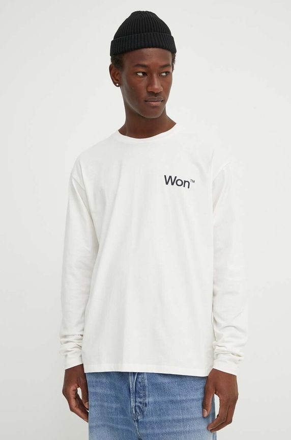 Won Hundred longsleeve bawełniany beżowy 3146.12063