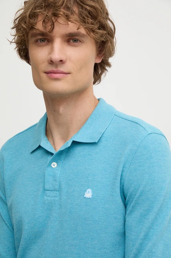 Odzież United Colors of Benetton longsleeve bawełniany 3088U3025 niebieski