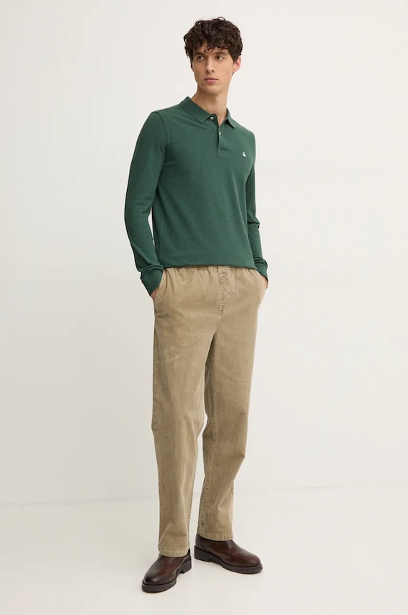 Bavlněné tričko s dlouhým rukávem United Colors of Benetton 3088U3025 zelená AW24