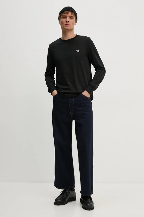 PS Paul Smith longsleeve bawełniany M2R.828R.KZEBRA czarny AW24
