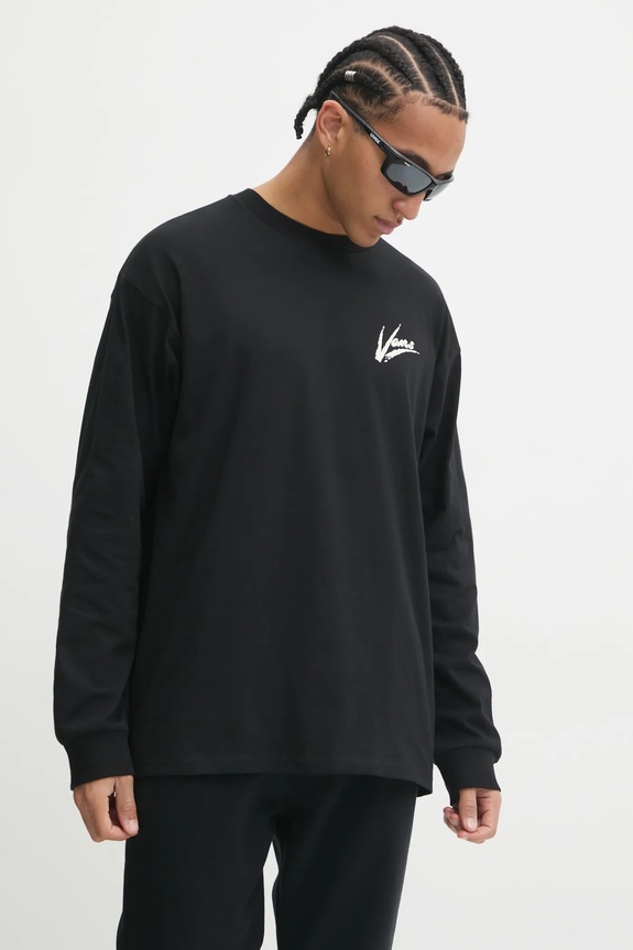 Pamučna majica dugih rukava Vans pamuk crna VN000K6Z1KP1