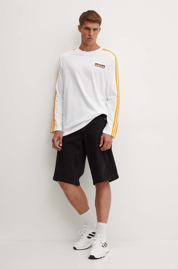 Βαμβακερή μπλούζα με μακριά μανίκια adidas Originals IW5808 λευκό AW24