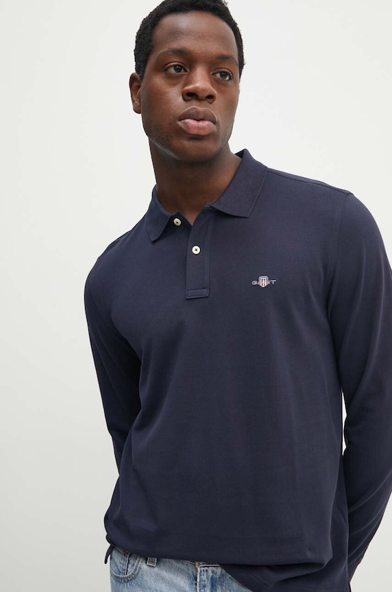 Βαμβακερή μπλούζα με μακριά μανίκια Gant βαμβάκι σκούρο μπλε 2230