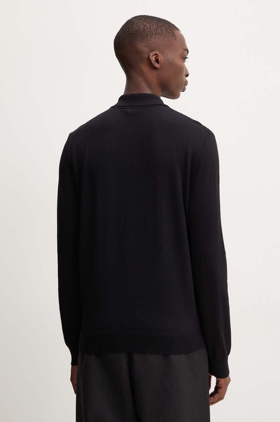 Îmbrăcăminte A.P.C. pulover de lana polo jacob logo WVAWM.H23324 negru