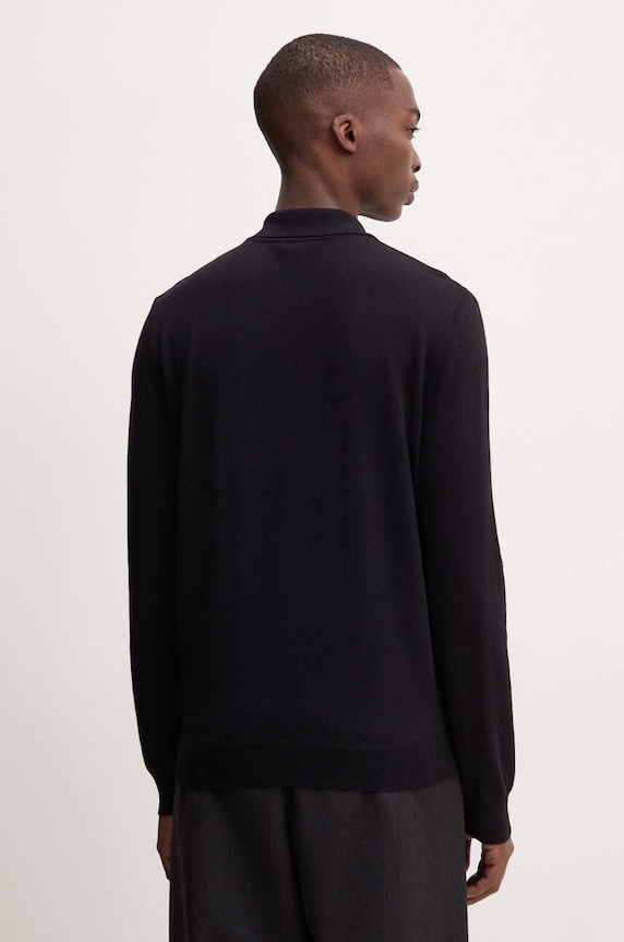 Îmbrăcăminte A.P.C. pulover de lana polo jacob logo WVAWM.H23324 negru
