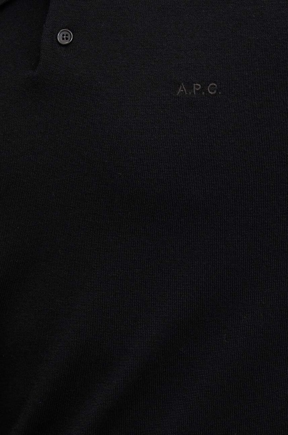 A.P.C. pulover de lana polo jacob logo WVAWM.H23324 negru