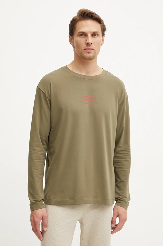 HUGO longsleeve lounge Laze Longsleeve z elastanem zielony 50525229