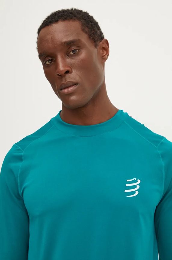 Běžecké triko s dlouhým rukávem Compressport Performance tyrkysová ATSM494