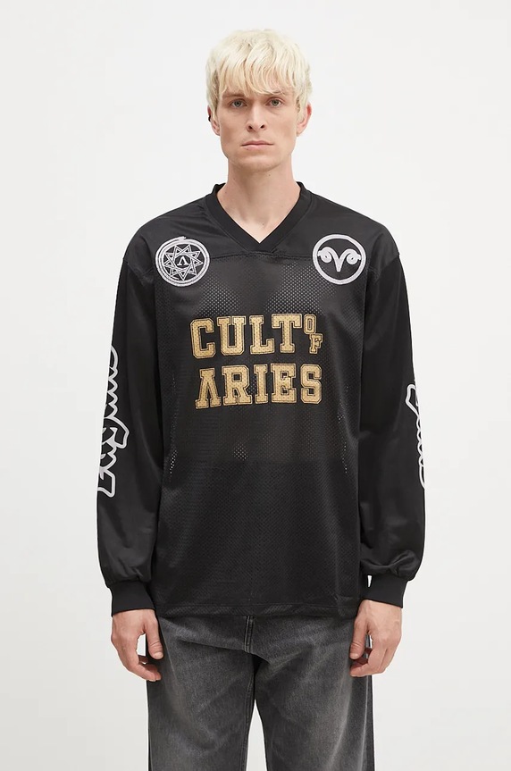 Aries camicia a maniche lunghe Cult Leader Airtex Longsleeve Tee rilassato nero AR4002002