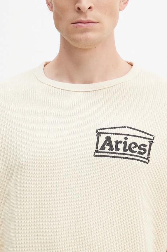 Aries pulover de bumbac Waffle bej AR4066602