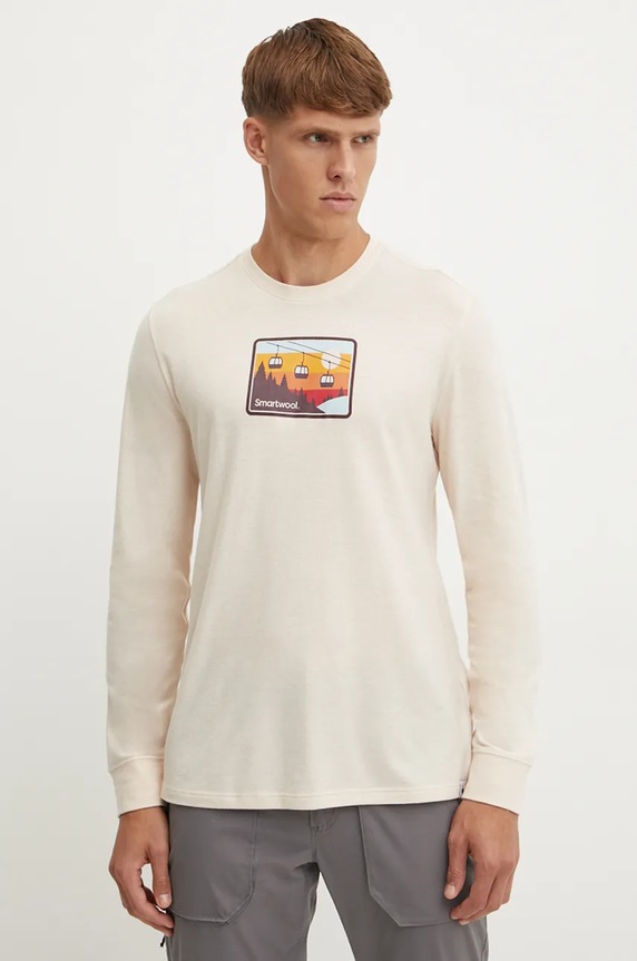 Smartwool longsleeve sportowy Gondola Ride regular beżowy SW002600