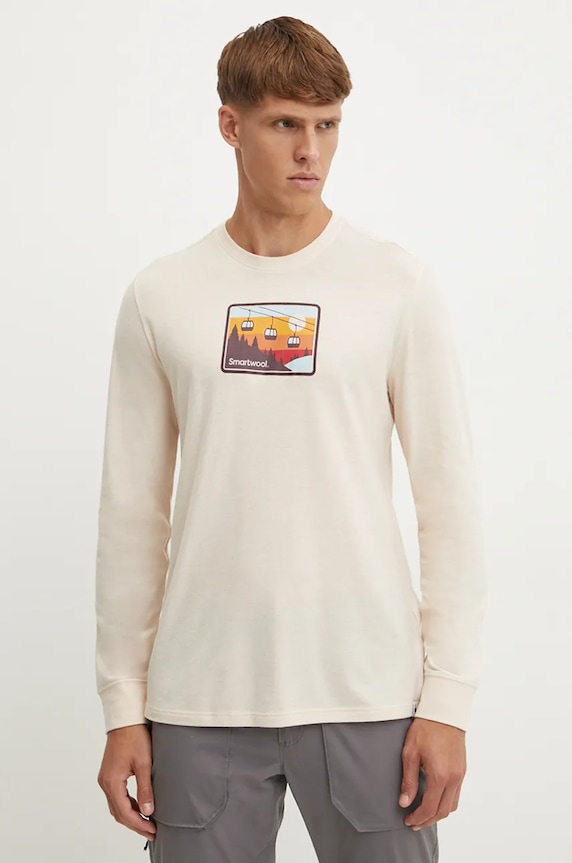 Smartwool longsleeve sportowy Gondola Ride regular beżowy SW002600