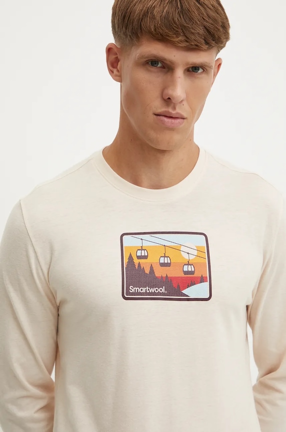 Smartwool longsleeve sportowy Gondola Ride beżowy SW002600