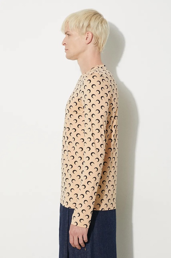Футболка Marine Serre Recycled Moon Jersey Second Skin Regular Top MTO116A.CJER0001 бежевый AW24