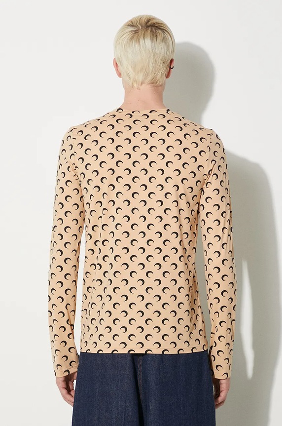 Одежда Футболка Marine Serre Recycled Moon Jersey Second Skin Regular Top MTO116A.CJER0001 бежевый